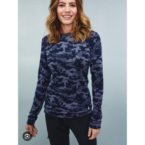 Smartwool Tops - Smartwool Merino Wool 250 Blue Camo Longsleeve Large Women Midweight Base Layer